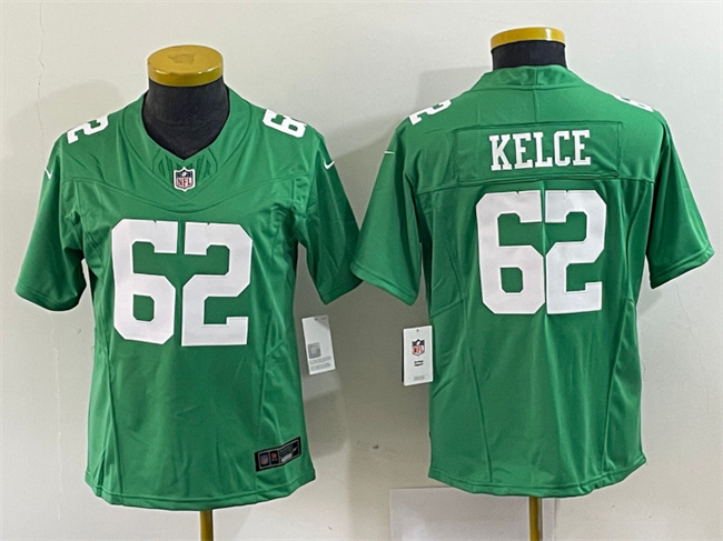 Youth Philadelphia Eagles #62 Jason Kelce Green 2023 F.U.S.E. Stitched Football Jersey